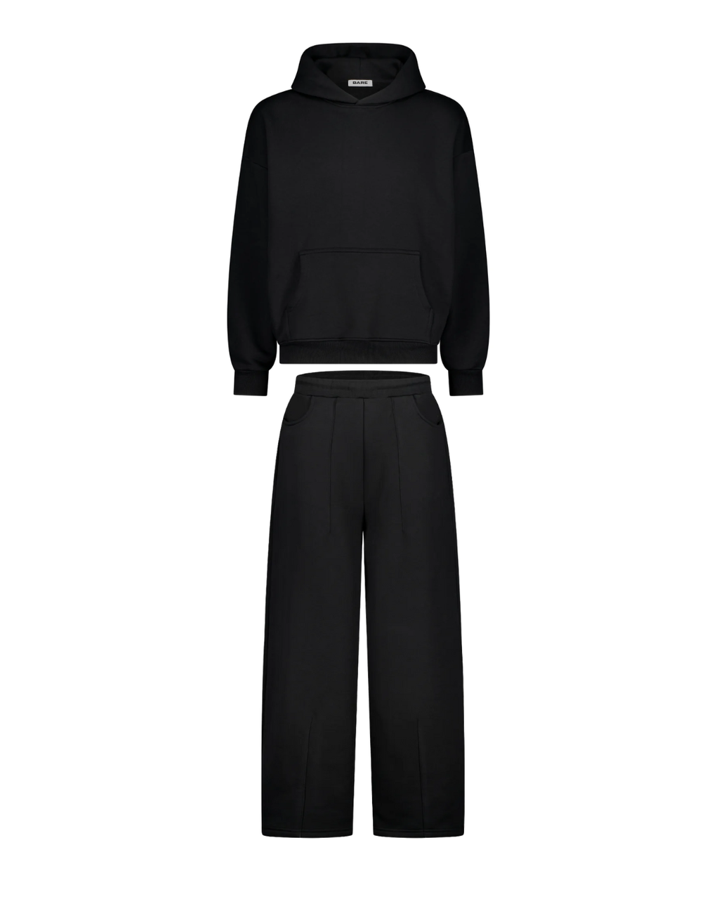 BLACK SWEAT AND BLACK HOODIE