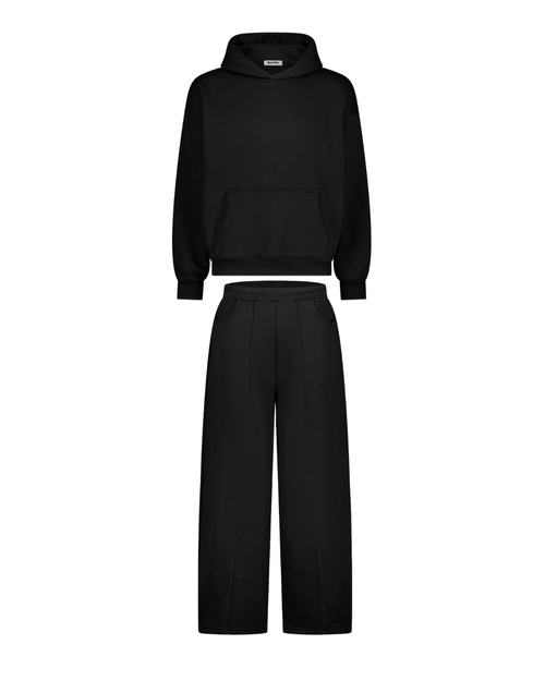 BLACK SWEAT AND BLACK HOODIE