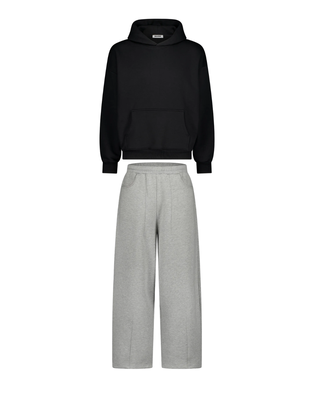 GREY SWEAT AND BLACK HOODIE