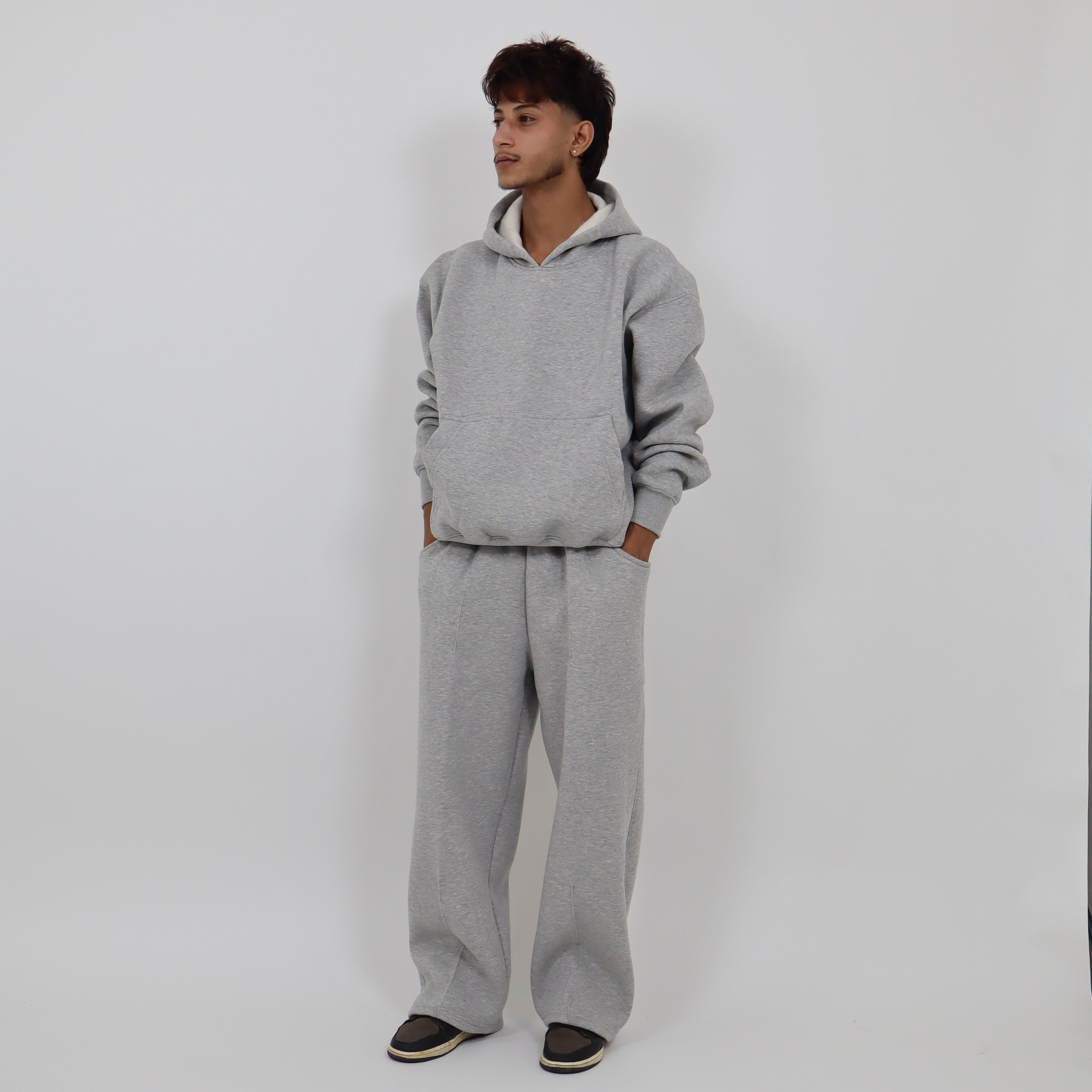 GREY SWEAT AND GREY HOODIE