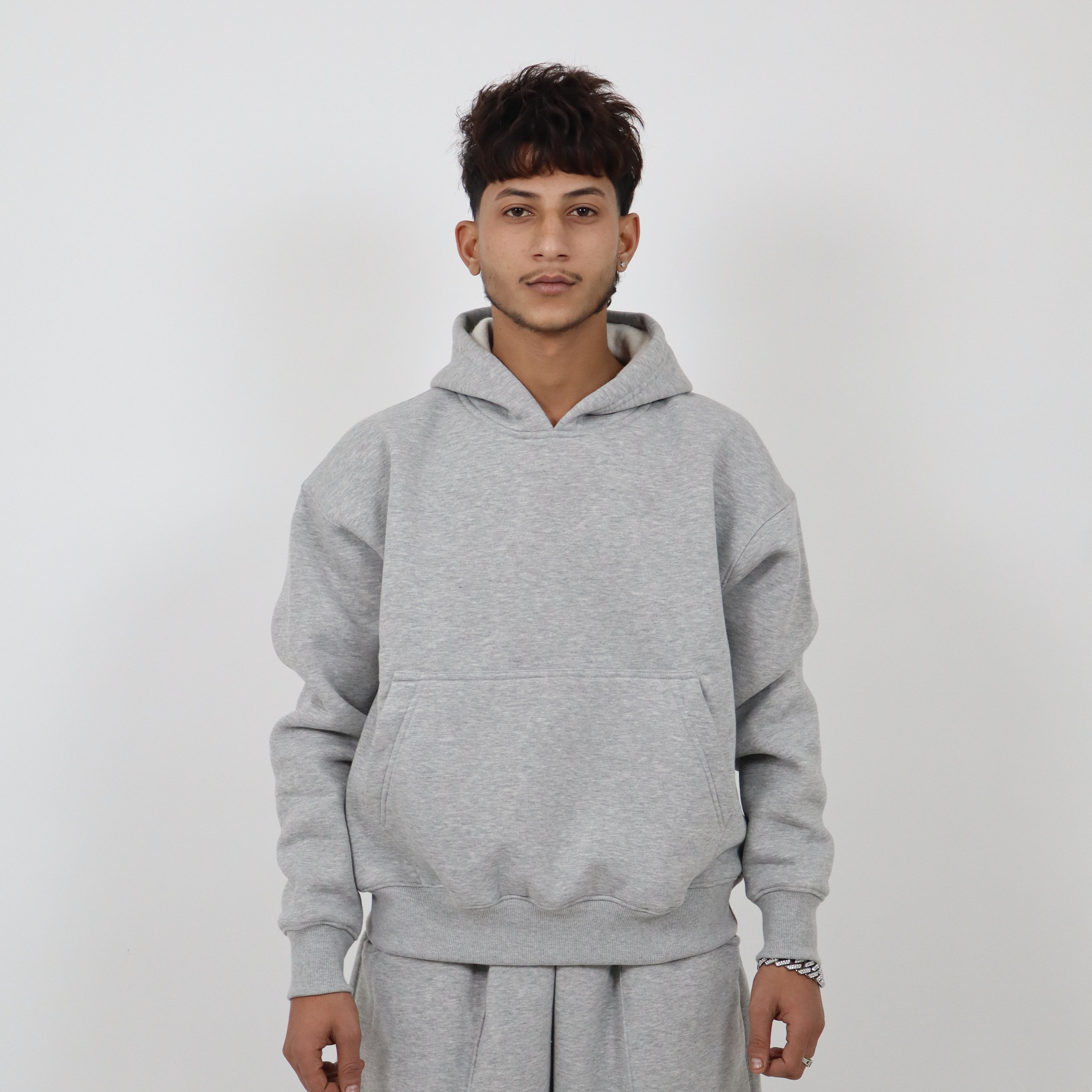 GREY SWEAT AND GREY HOODIE