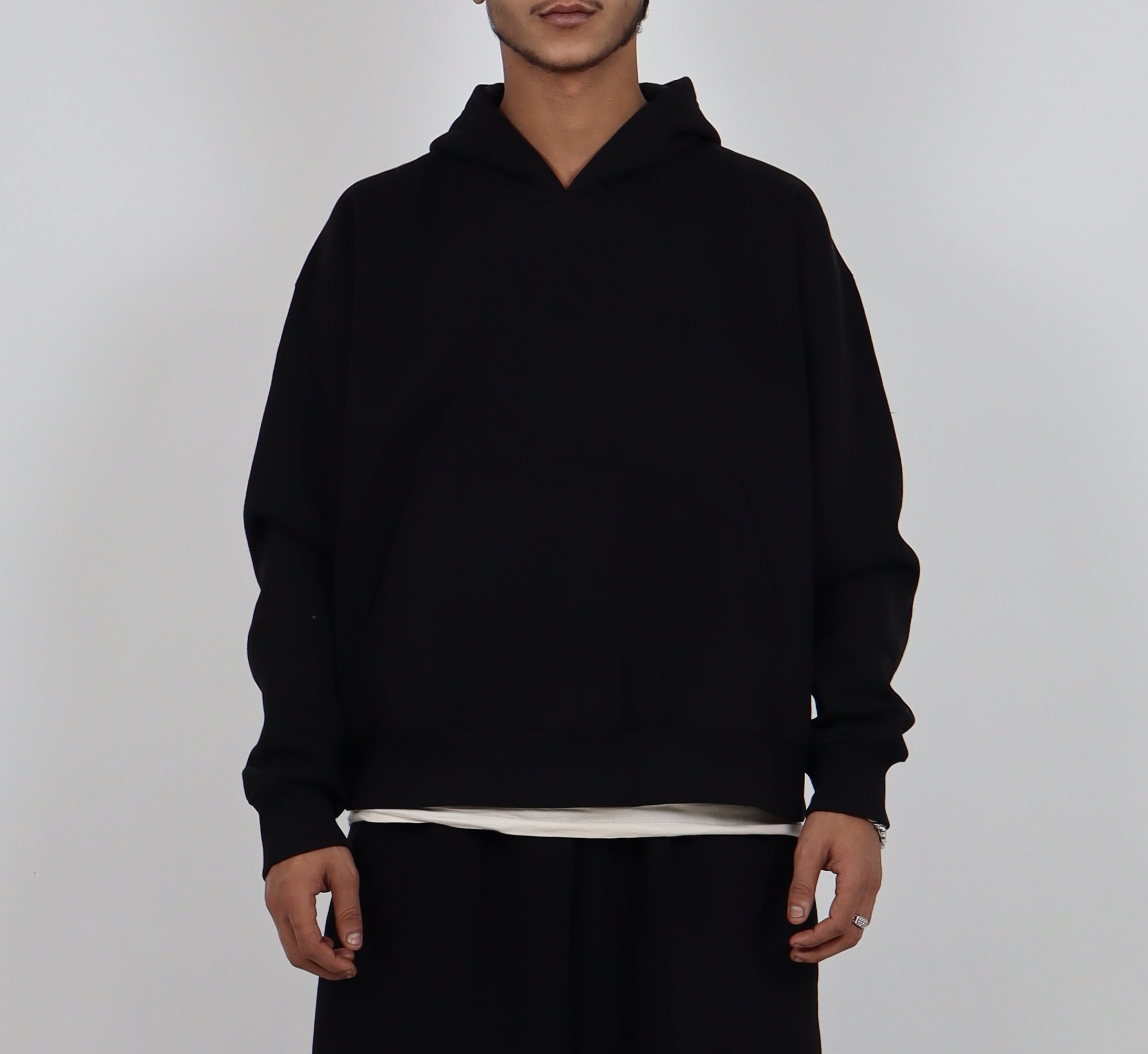 BLACK SWEAT AND BLACK HOODIE