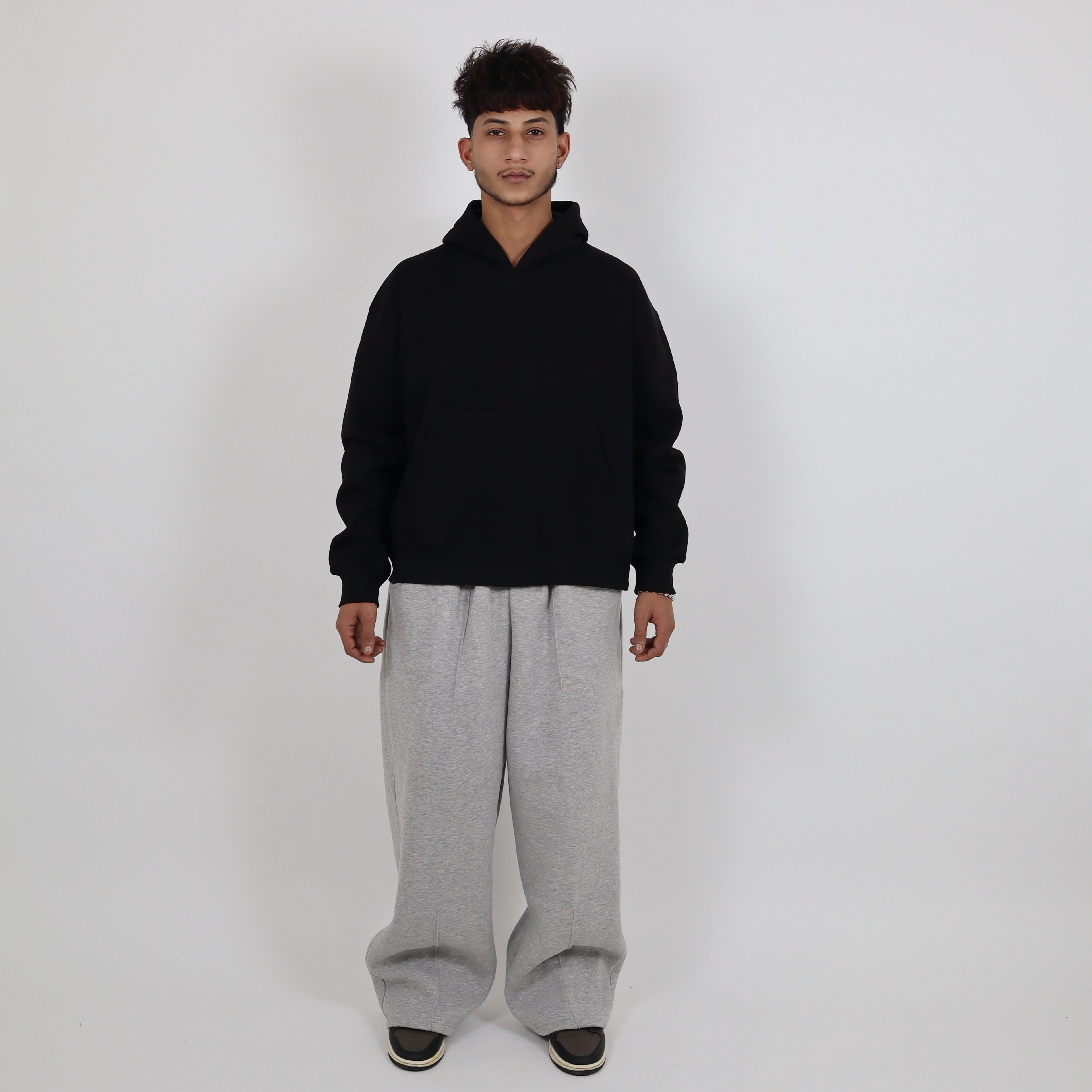 GREY SWEAT AND BLACK HOODIE