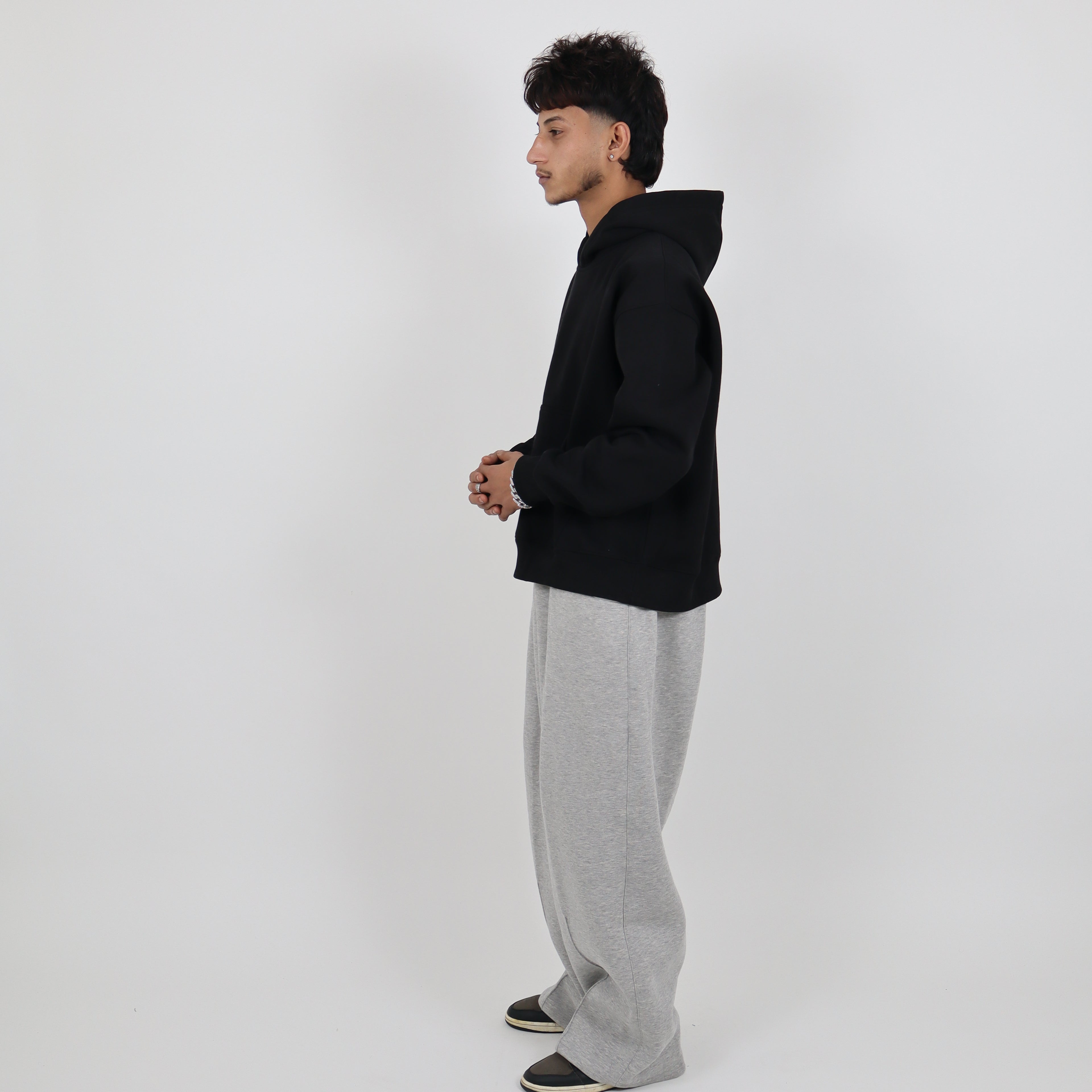 GREY SWEAT AND BLACK HOODIE