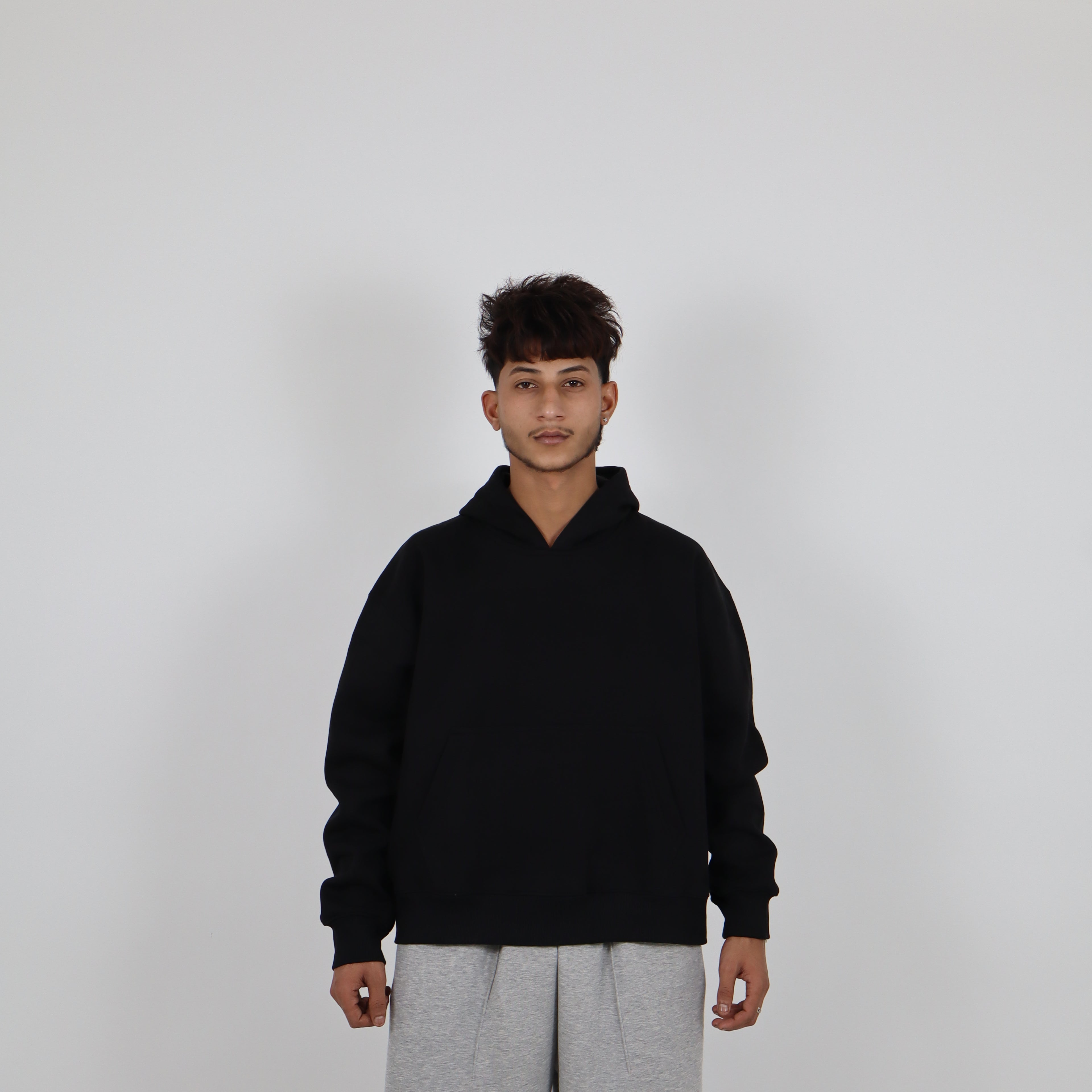 GREY SWEAT AND BLACK HOODIE