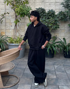 BLACK SWEAT AND BLACK HOODIE