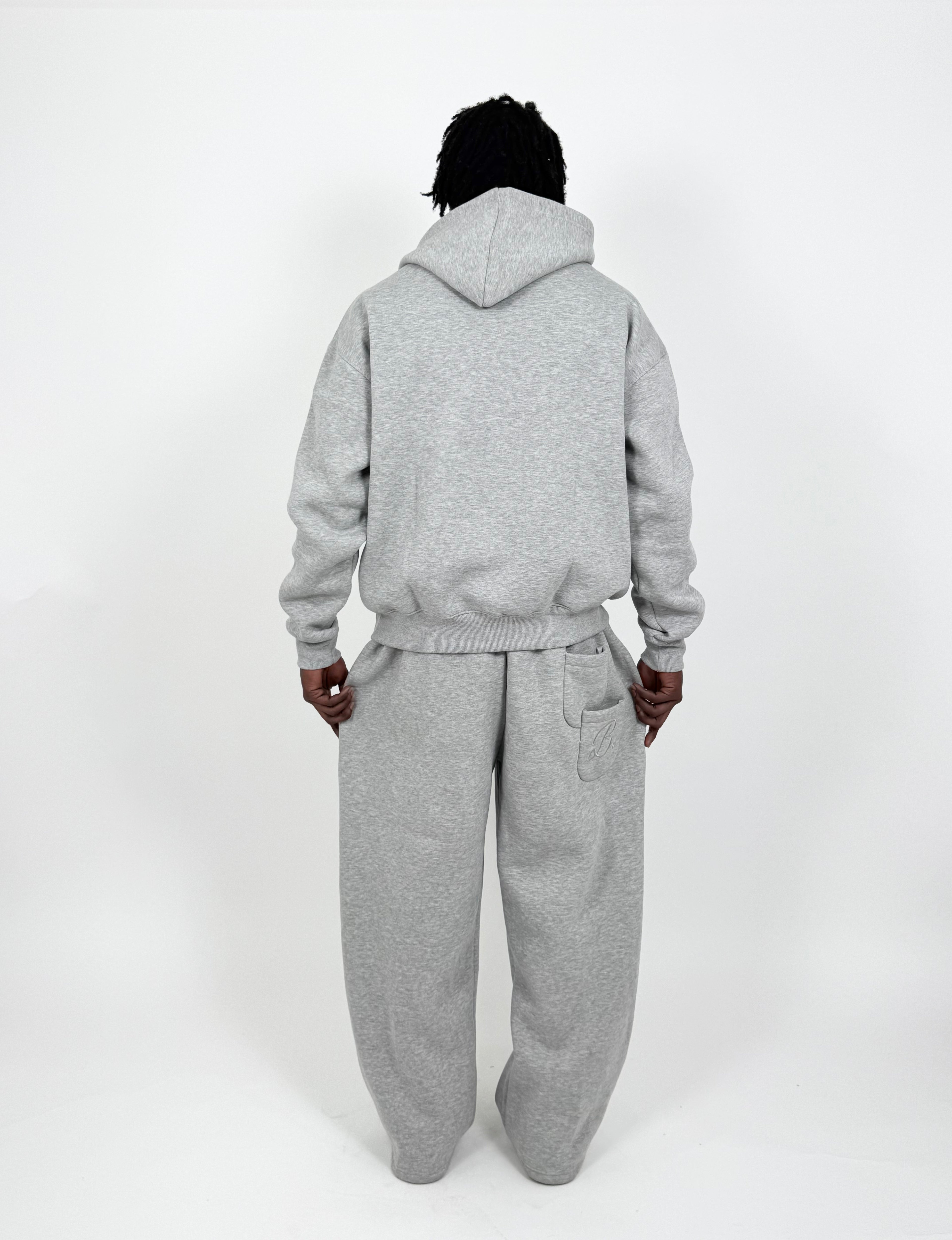 GREY SWEAT AND GREY HOODIE