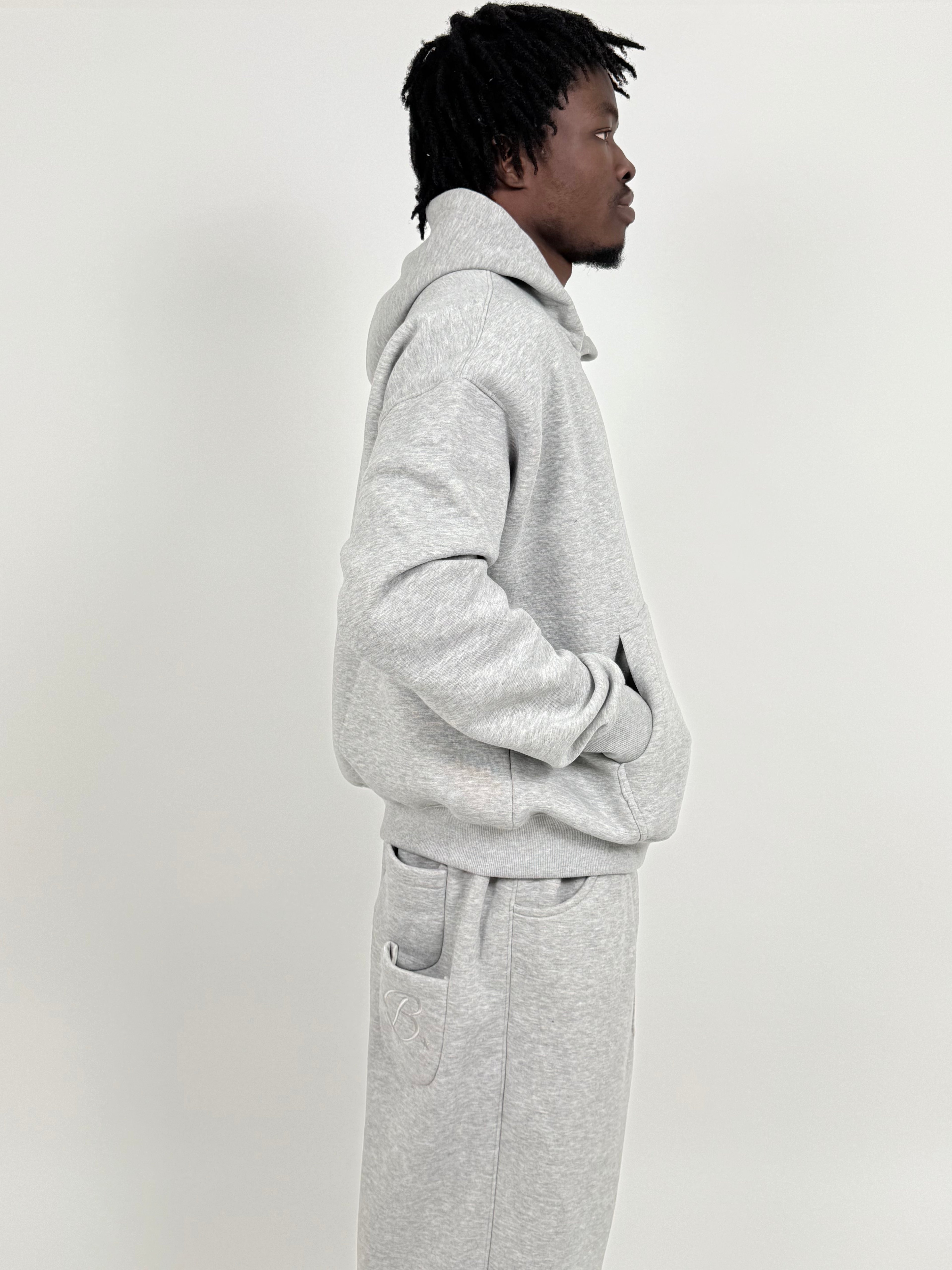 GREY SWEAT AND GREY HOODIE