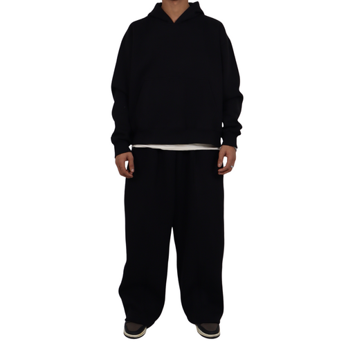 BLACK SWEAT AND BLACK HOODIE