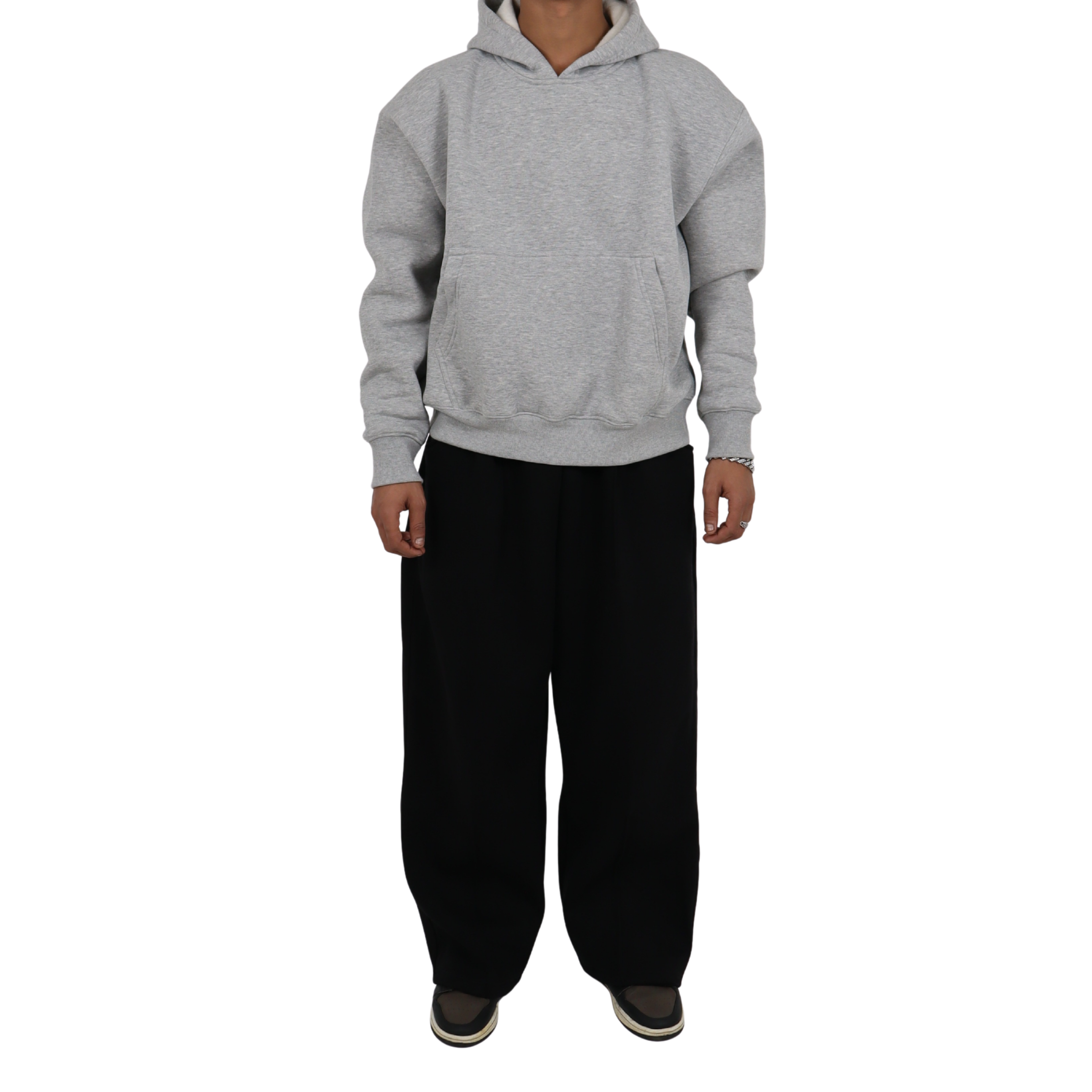 BLACK SWEAT AND GREY HOODIE