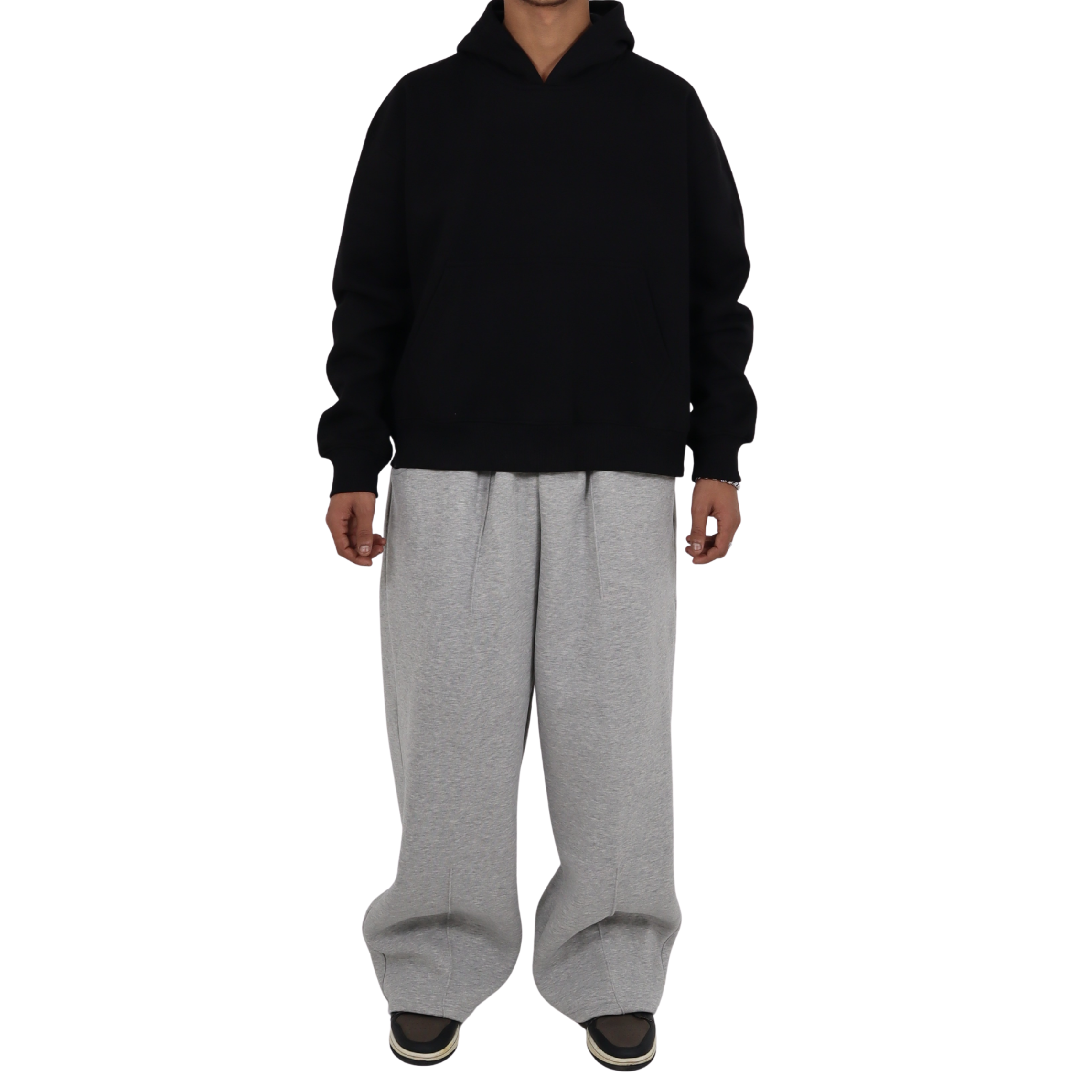 GREY SWEAT AND BLACK HOODIE